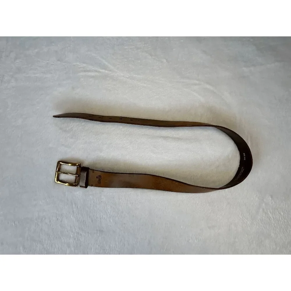 Men's Levi SilverTab Top Grain Leather Belt Size 34/85 Solid Brass Buckle